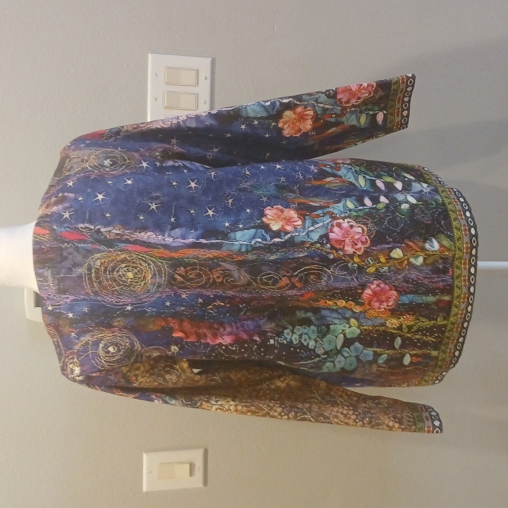 Nwt Floral Multicolor Women's Jacket Blazer Small Soft Boho - Picture 3 of 4